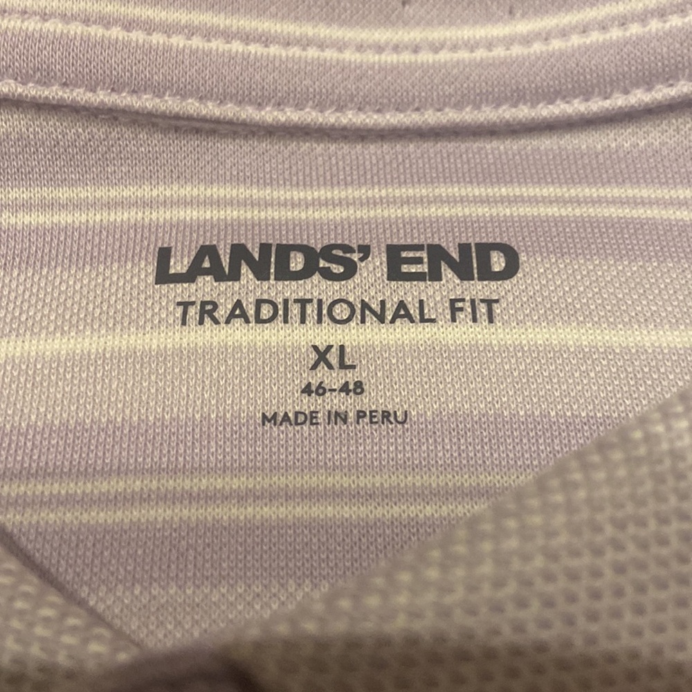 LANDS END Size XL TraditionL Fit 3 Button Polo Shirt Lavender - Picture 2 of 8